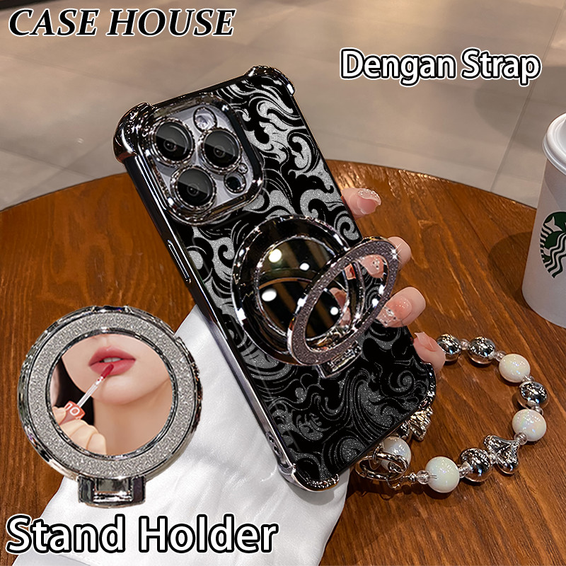 Glitter Card Case HP Samsung A04 A11 A20 A52 M11 Stand Holder Cermin Casing Samsung A03S A06 A15 5G 