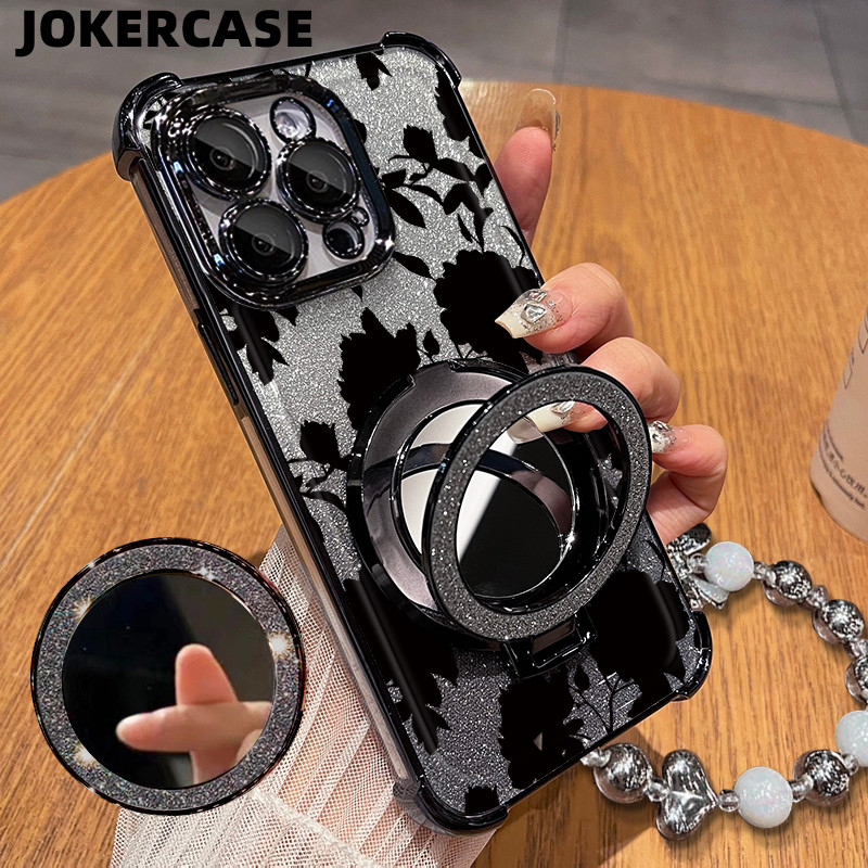 Glitter Card Case HP Oppo A12S A15 A17 A18 Cermin Bracket Stand Oppo Case Silikon Casing Oppo A31 A3