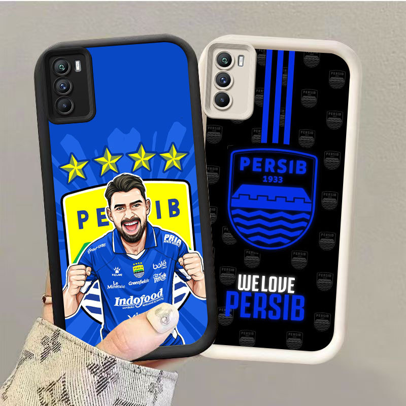 GK-69 Persib logo Silikon hitam putih Casing untuk OPPO Realme A16s C75 A11S 7I A33 A53 A54S A16 C17