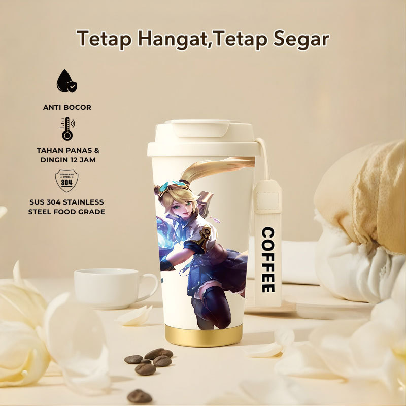 Tumbler Layla Mobile Legend | 500ml SUS 304 | Anti Bocor 100% | Tahan Panas & Dingin 12 Jam | Sedota