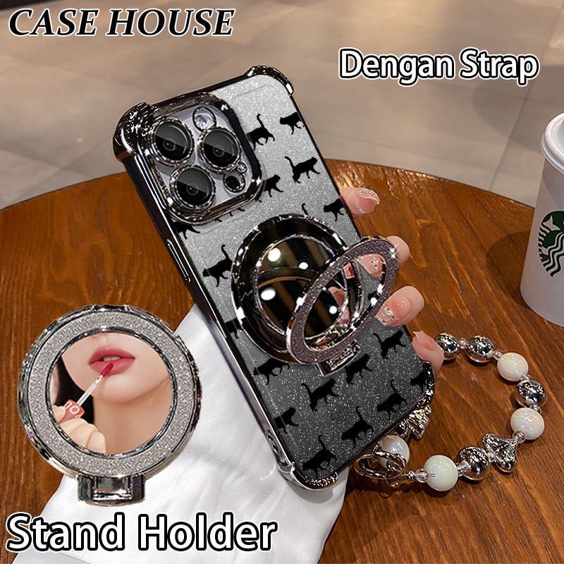 Glitter Card Case HP Vivo Y19S Pro Y21S Y15S Y02A Y28 Y19 Stand Holder Cermin Casing Vivo Y50 Y20SG 