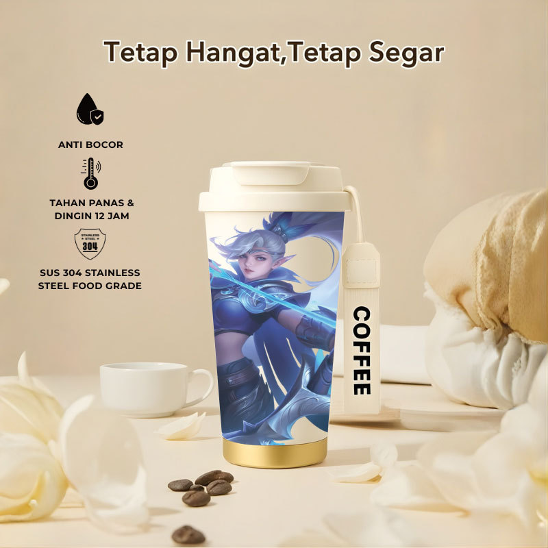 Tumbler Miya Mobile Legend | 500ml SUS 304 | Anti Bocor 100% | Tahan Panas & Dingin 12 Jam | Sedotan