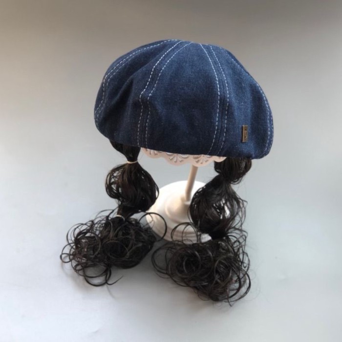 Wig Baret Koboi Anak-anak Rambut Keriting Anak Perempuan Musim Semi dan Musim Gugur Pelukis Anak Ret