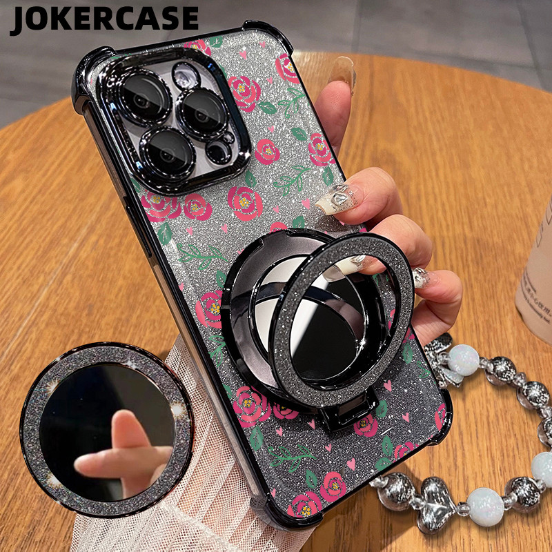 Glitter Card Case HP Oppo A12S A15 A17 A18 Cermin Bracket Stand Oppo Case Silikon Casing Oppo A31 A3