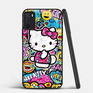 GK-71 Pink Hello Kitty Glass Casing untuk OPPO Reno A74 6 A95 A54S A16 A16S F19 F19S Lite
