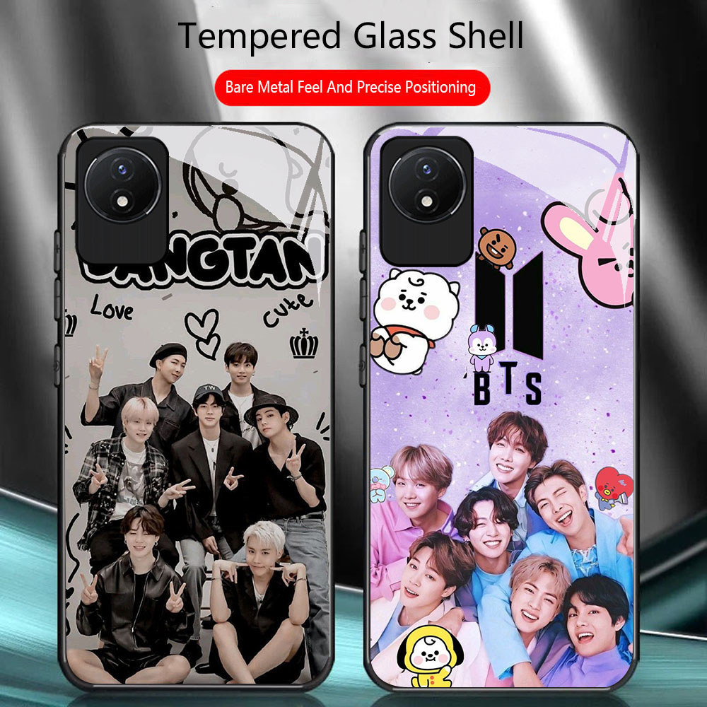 TS-44 BTS ARMY HD Glass Casing untuk VIVO Y02 Y02A Y02T Y66 Y81i V19 Y67 Y81 V17 Y81S V5 Lite Pro