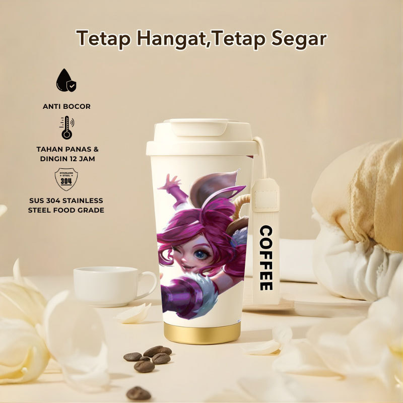 Tumbler Nana Mobile Legend | 500ml SUS 304 | Anti Bocor 100% | Tahan Panas & Dingin 12 Jam | Sedotan