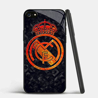 GK-76 Real Madrid logo Glass Casing untuk iPhone 6 XR 8 XS 6S SE X 7 Max Plus 2020 2022