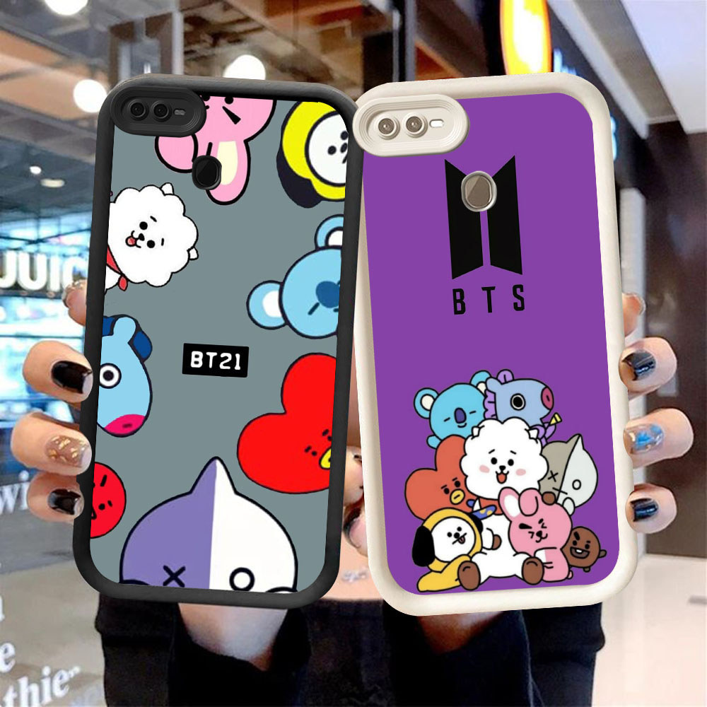 SD-2 BTS BT21 Shockproof Casing untuk OPPO A7 F7 A12s A12 F9 A5S Realme 2 Pro