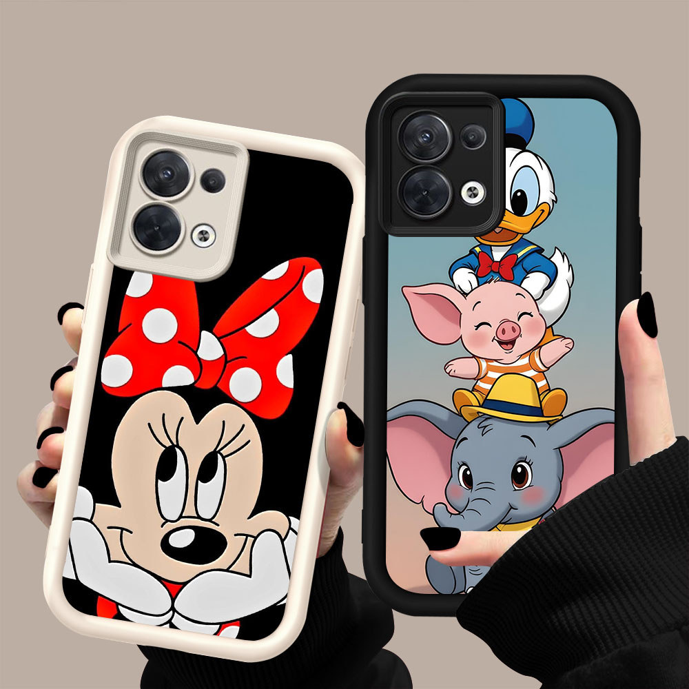 HK-15 Disney Shockproof Casing untuk Silikon hitam putih OPPO Reno Find 7 X5 8 F21S K9X F21 Pro Lite