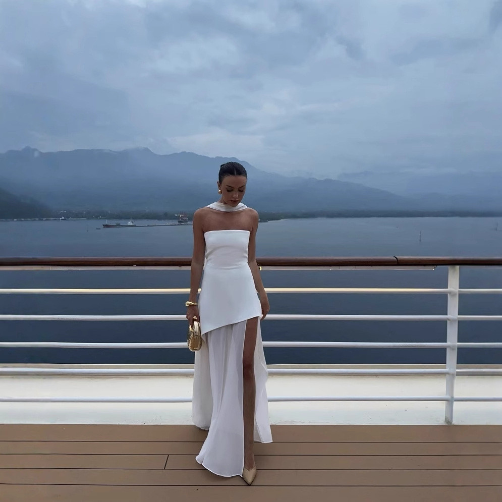 pakaian wanita Fashion Wanita Eropa Amerika AliExpress Penjualan Panas Gaun Elegan Tali Off-Shoulder