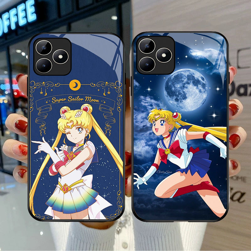 SD-46 Sailor Moon HD Glass Casing untuk Oppo A3X A3i A40 Realme C53 C31 C35 GT 6 Narzo N53 50A Prime