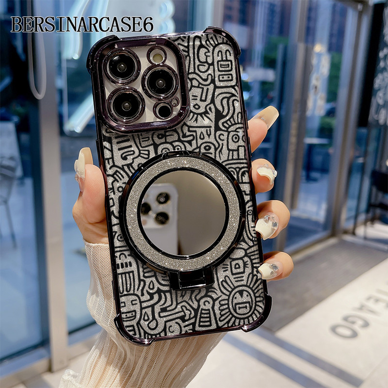 Case Redmi A1 10 10C 13C 9T Case Dengan Stand Cermin Bracket Stand Soft Case Redmi Note 9 Note 10 Ce