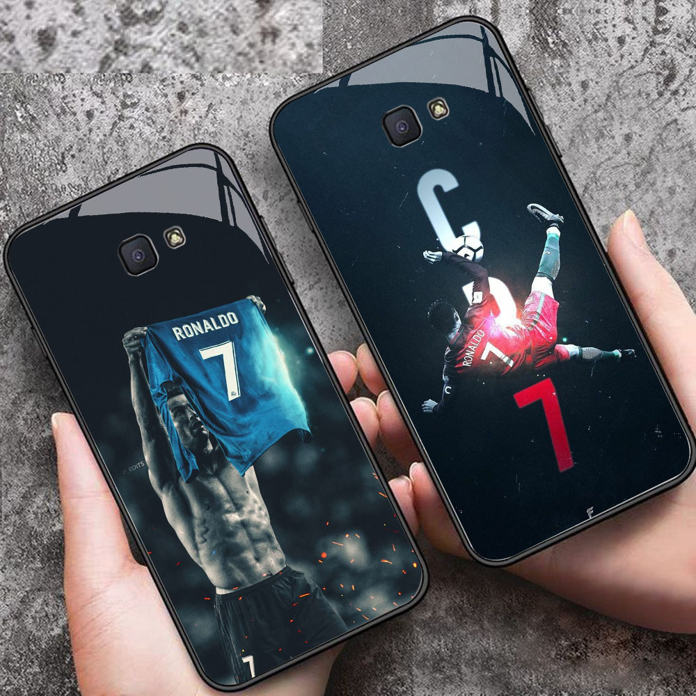 YS-30 Cristiano Ronaldo HD Glass Casing untuk Samsung Note 9 S24 S25 FE Ultra J7 Prime J6 J4 Core Pr