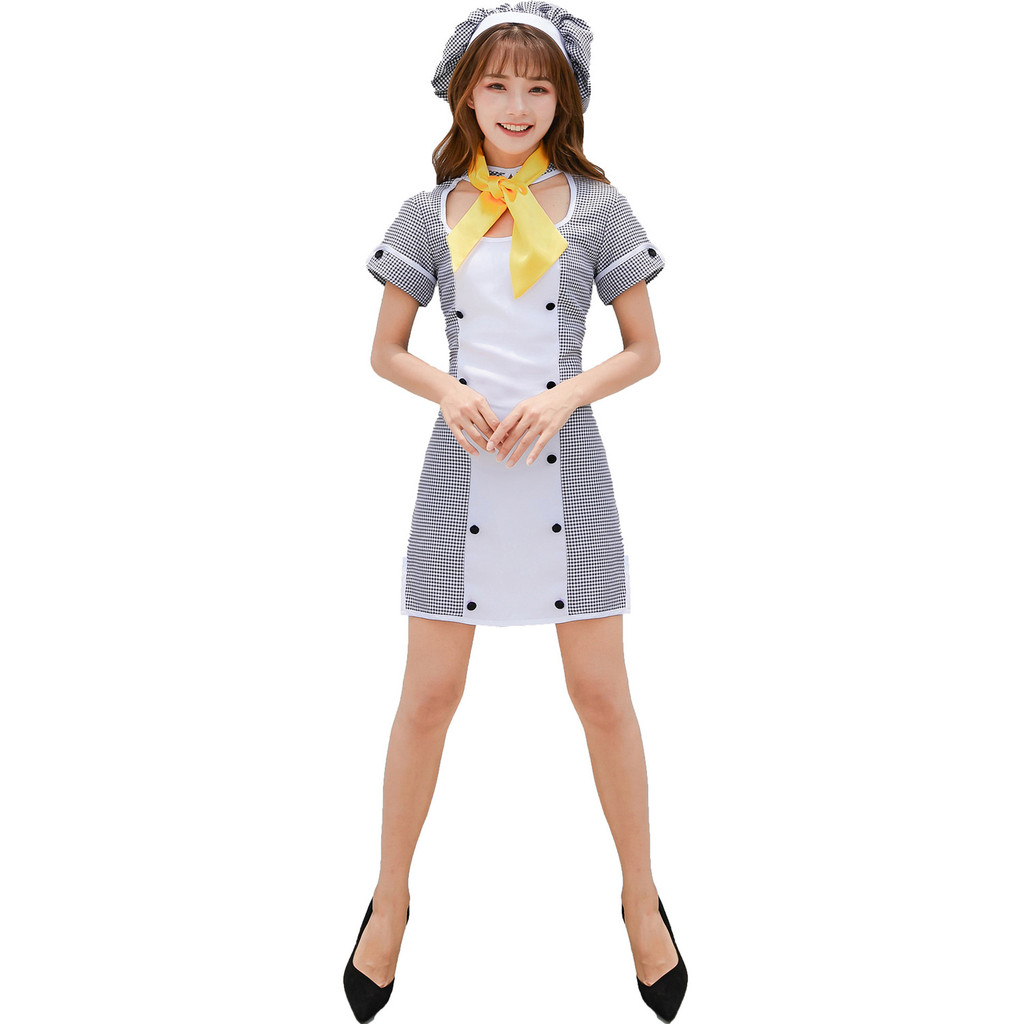 kostum cosplay Kostum Panggung Pelayan Wanita Dewasa Halloween Cosplay Anime Chef M-XL Berkualitas