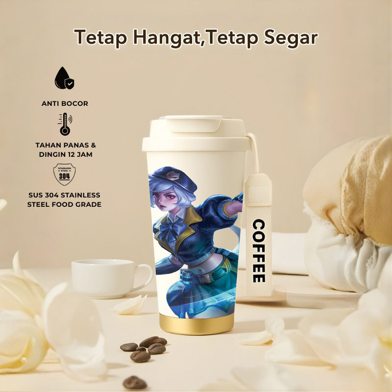 Tumbler Wanwan Mobile Legend | 500ml SUS 304 | Anti Bocor 100% | Tahan Panas & Dingin 12 Jam | Sedot