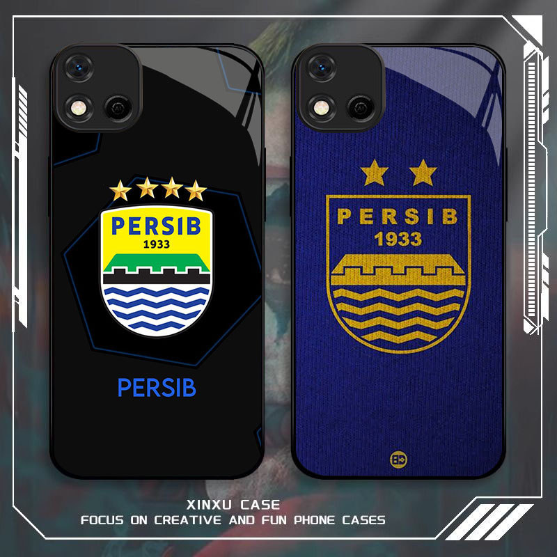 GK-69 Persib logo Glass Casing untuk OPPO Realme Reno A16E 4 C11 C20 C20A A16K F17 4F A93 Pro Lite 2