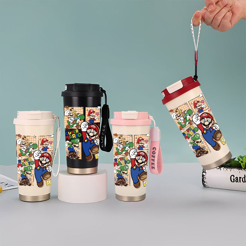 Nintendo Mario Luigi Bowser Donkey Kong Tumbler Kopi Stainless Steel CUP 500 ML Vacuum Mug Termos Co