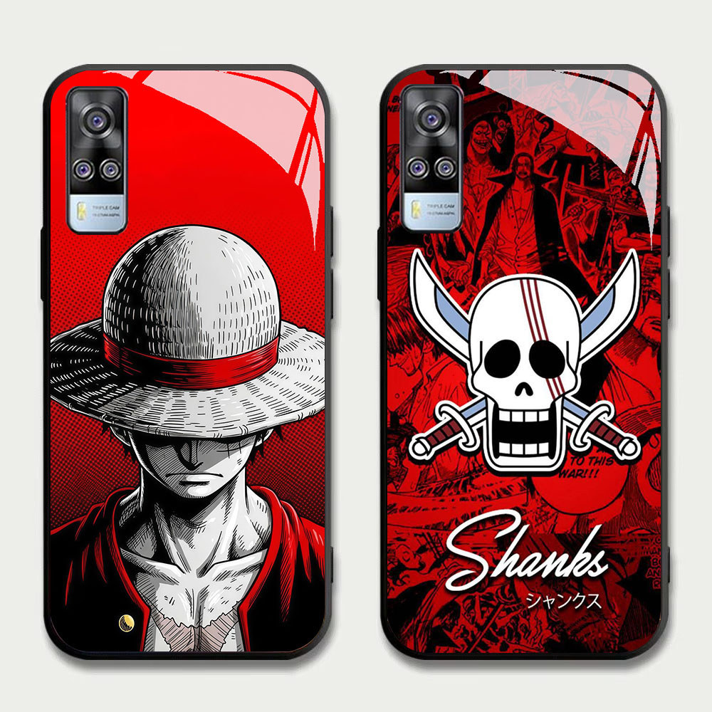 TS-16 One Piece Luffy HD Glass Casing untuk VIVO Y51 V21E Y31 Y52 V21S V21 V20 Y53S