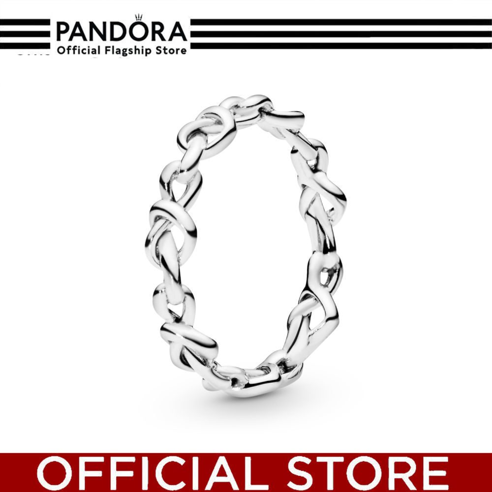 100% Asli Pandora Knotted Hearts Silver Ring Cincin Wanita Manis & Elegan | Perhiasan Cantik Untuk H