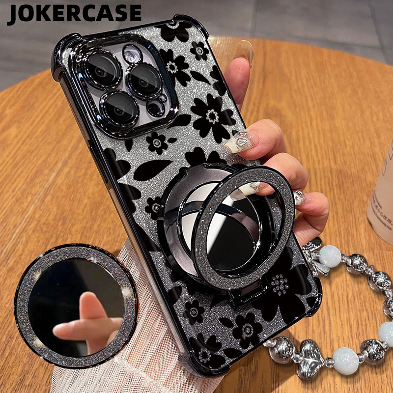 Glitter Card Case HP Oppo A12S A15 A17 A18 Cermin Bracket Stand Oppo Case Silikon Casing Oppo A31 A3