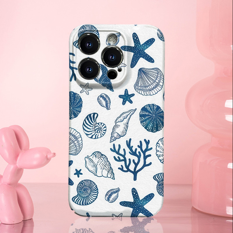 Case HP Motif Sketsa Kerang, Stok Ready, Support COD, Cocok untuk iPhone 13/11 Pro Max/15, OPPO A3X,