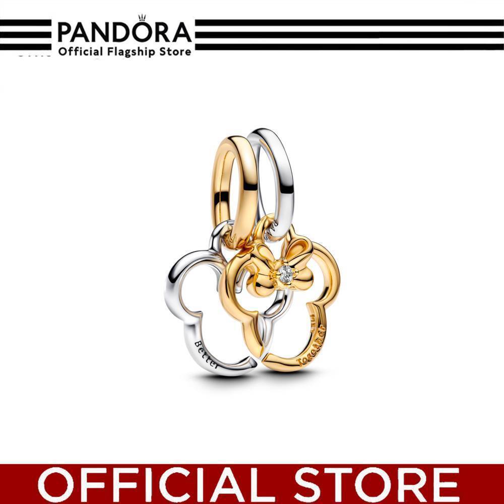 100% Asli Pandora Disney Mickey And Minnie Mouse Sterling Silver And 14k Gold-plated Splittable Dang
