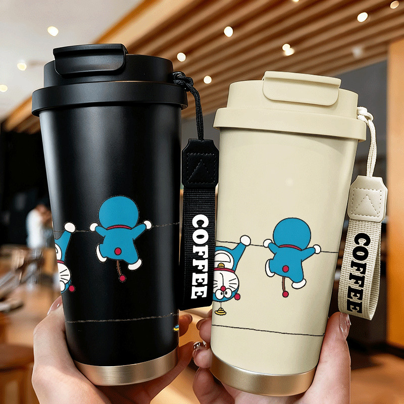 Doraemon Menyenangkan,termos baja tahan karat, cocok untuk minuman panas dan dingin, cangkir kopi, c