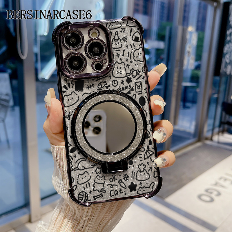 Case Redmi A1 10 10C 13C 9T Case Dengan Stand Cermin Bracket Stand Soft Case Redmi Note 9 Note 10 Ce