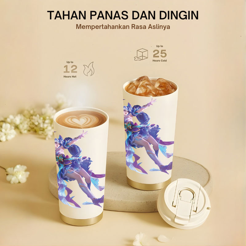 Tumbler Layla Mobile Legend | 500ml SUS 304 | Anti Bocor 100% | Tahan Panas & Dingin 12 Jam | Sedota