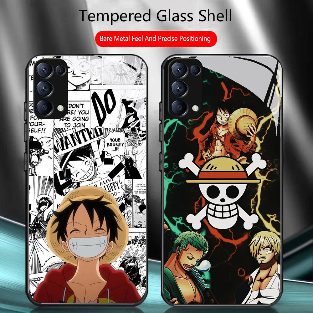 TS-33 Anime One Piece HD Glass Casing untuk OPPO Reno 6Z 6 5 4 3 A91 F15