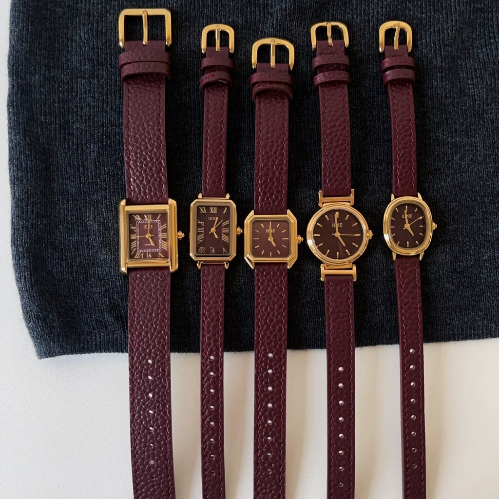 Jam Tangan Jam Tangan Wanita IEKE Vintage Ancora Seri Merah Tali Kulit Niche Retro Mewah Ringan Sumb