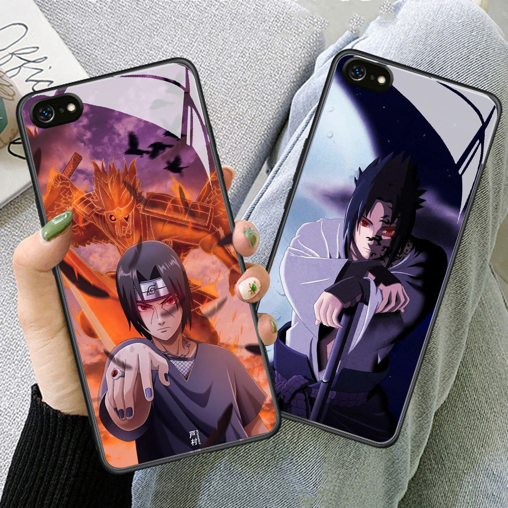 TS-90 Uchiha Sasuke HD Glass Casing untuk iPhone 6 6S 7 8 Plus SE X XS XR Max