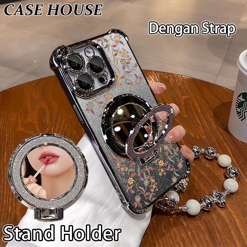 Glitter Card Case HP Vivo Y19S Pro Y21S Y15S Y02A Y28 Y19 Stand Holder Cermin Casing Vivo Y50 Y20SG 