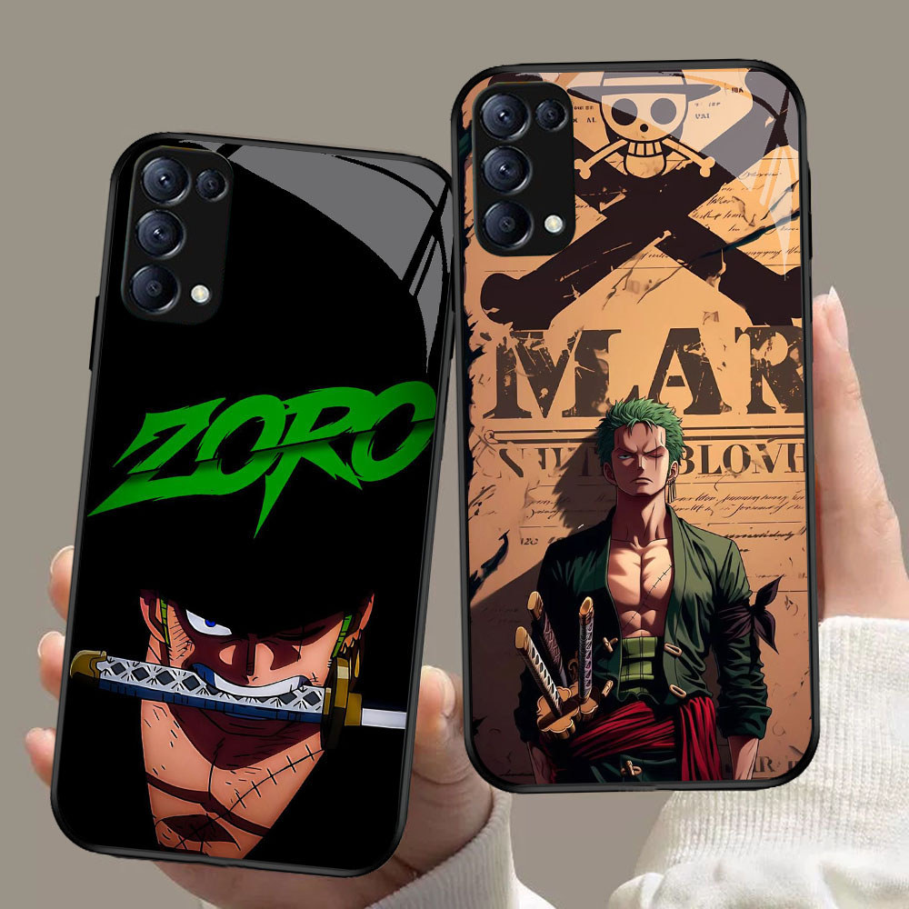 SD-6 One Piece Zorro HD Glass Casing untuk OPPO Reno 6Z 6 5 4 3 A91 F15