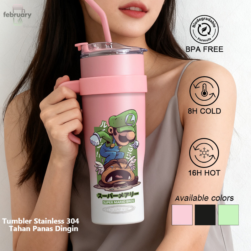 Viral Tumbler 1 liter stainless aesthetic cute tumbler pink besar/tumbler tahan panas dingin/tambler