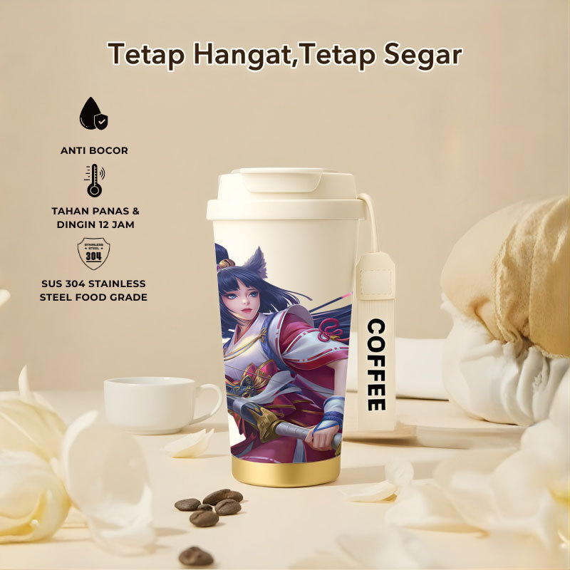 Tumbler Miya Mobile Legend | 500ml SUS 304 | Anti Bocor 100% | Tahan Panas & Dingin 12 Jam | Sedotan