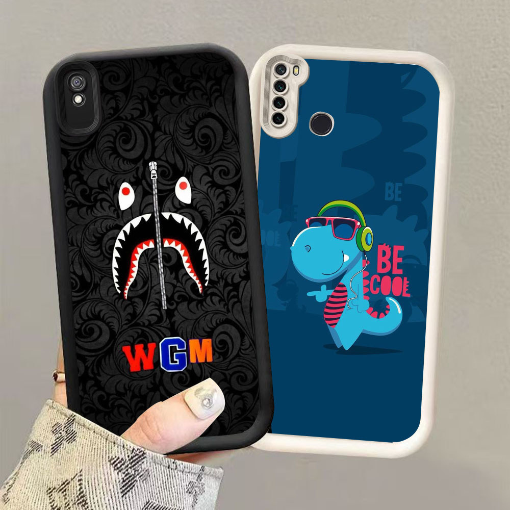HK-8 Bape Shark 2 Shockproof Casing untuk Silikon hitam putih Xiaomi Redmi Note 9T 7 6A 9A Pro