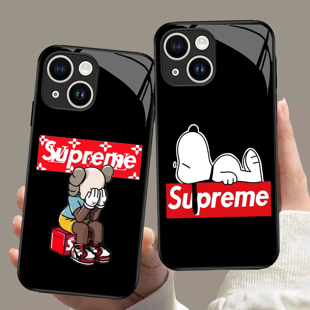 SD-94 Supremes Bape K-KAWS HD Glass Casing untuk iPhone 11 13 12 Mini Pro Max