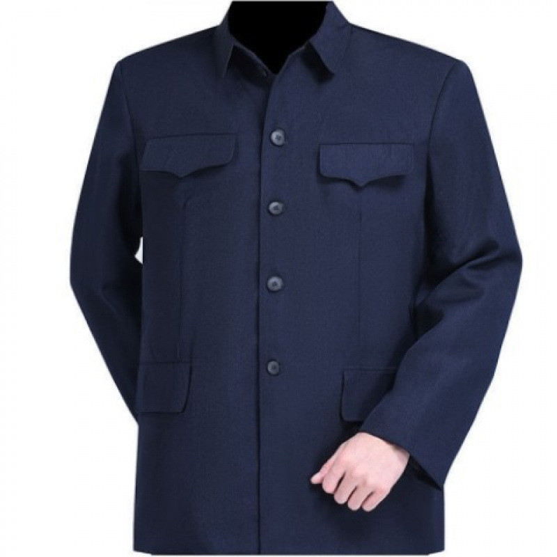 Kemeja Baju Pria Setelan Zhongshan untuk Ayah Paruh Baya Lansia,    , Jaket Tradisional Cina Kakek, 