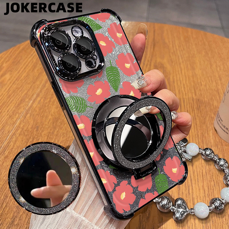 Glitter Card Case HP Oppo A16S A76 A80 A9 2020 Cermin Bracket Stand Oppo Case Silikon Casing Oppo A9