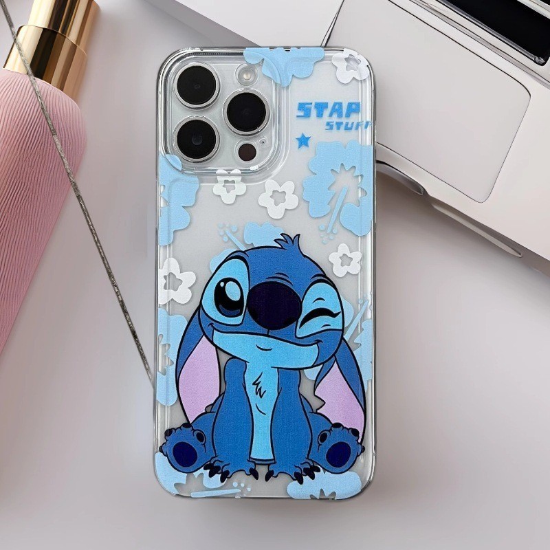 Pelindung HP Kuat Aman Casing Stitch Biru Lucu untuk Apple 14/15 Pro Max 16 iPhone 13 Baru 12/11 XR 