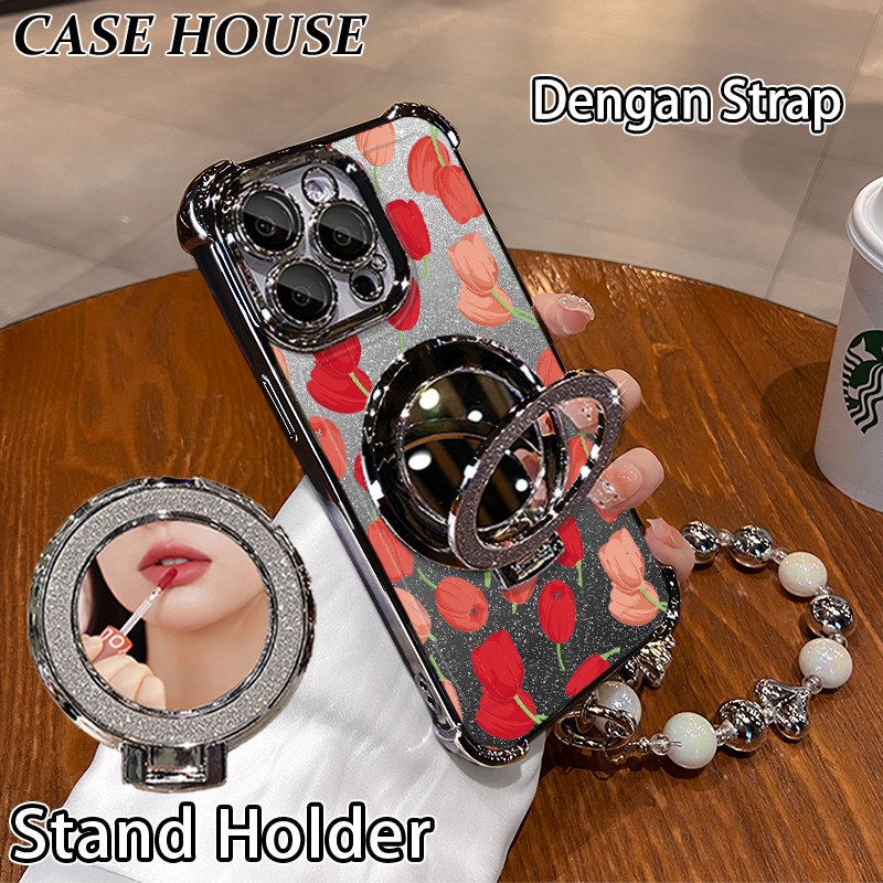 Glitter Card Case HP Vivo Y19S Pro Y21S Y15S Y02A Y28 Y19 Stand Holder Cermin Casing Vivo Y50 Y20SG 