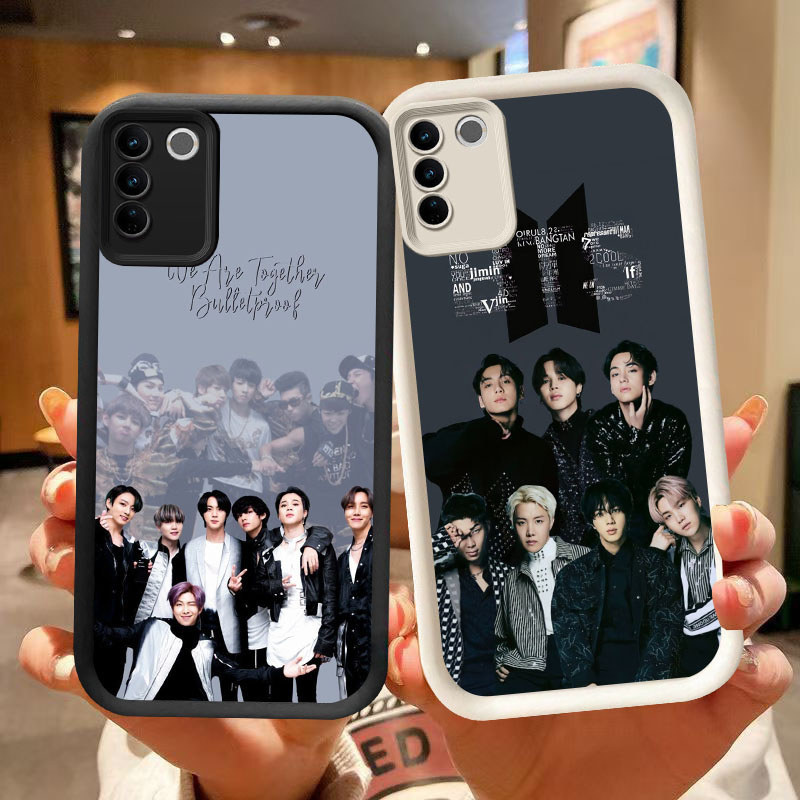 UK-5 BTS boy Hitam Putih silikon lembut Casing untuk VIVO V27 V29E V27E V29 Y100 Y200e Pro