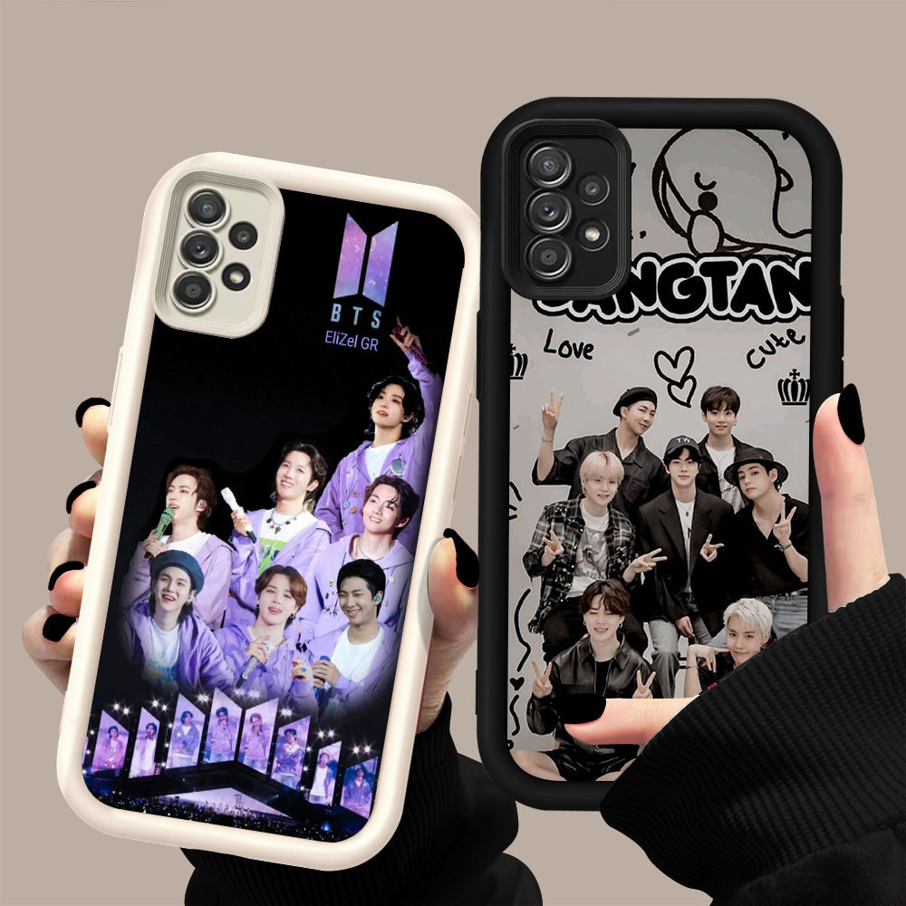 HK-32 Korean BTS Shockproof Casing untuk Silikon hitam putih Samsung A73 A52 A33 A13 A52S A53 A23 A7