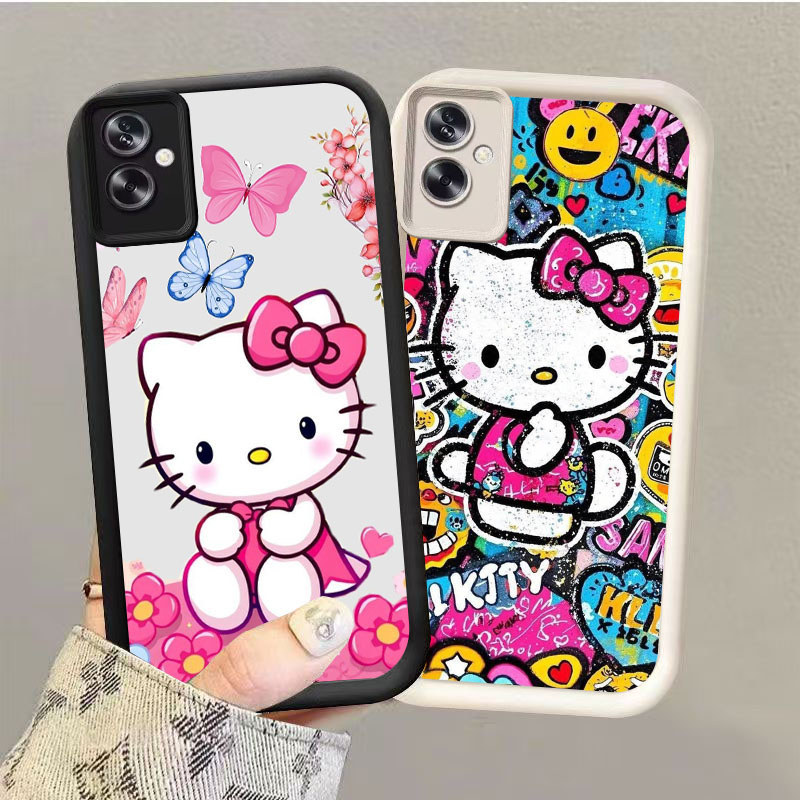 GK-71 Pink Hello Kitty Silikon hitam putih Casing untuk OPPO Realme Narzo C35 50A C31 A79 A3 Real A5
