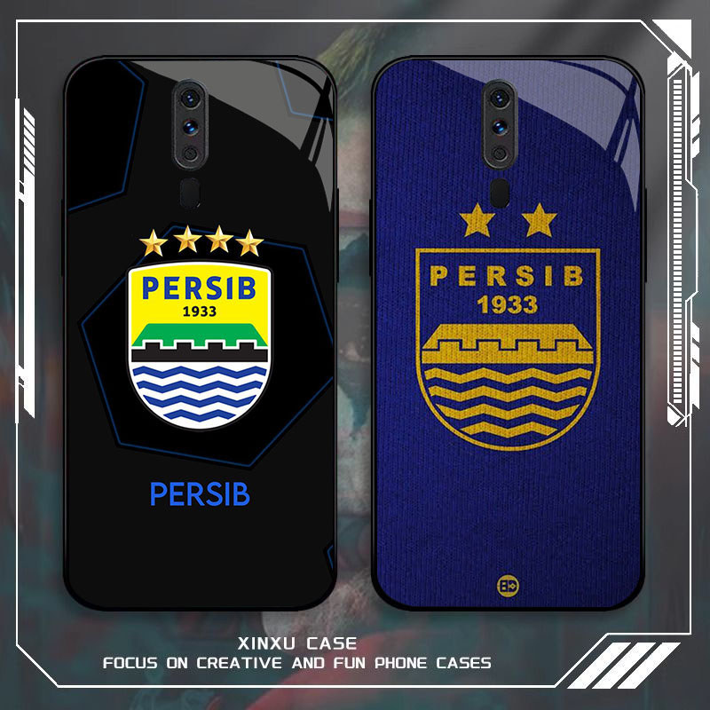 GK-69 Persib logo Glass Casing untuk OPPO Reno A9X A9 A5 2F F11 2Z 2019 2020 Pro