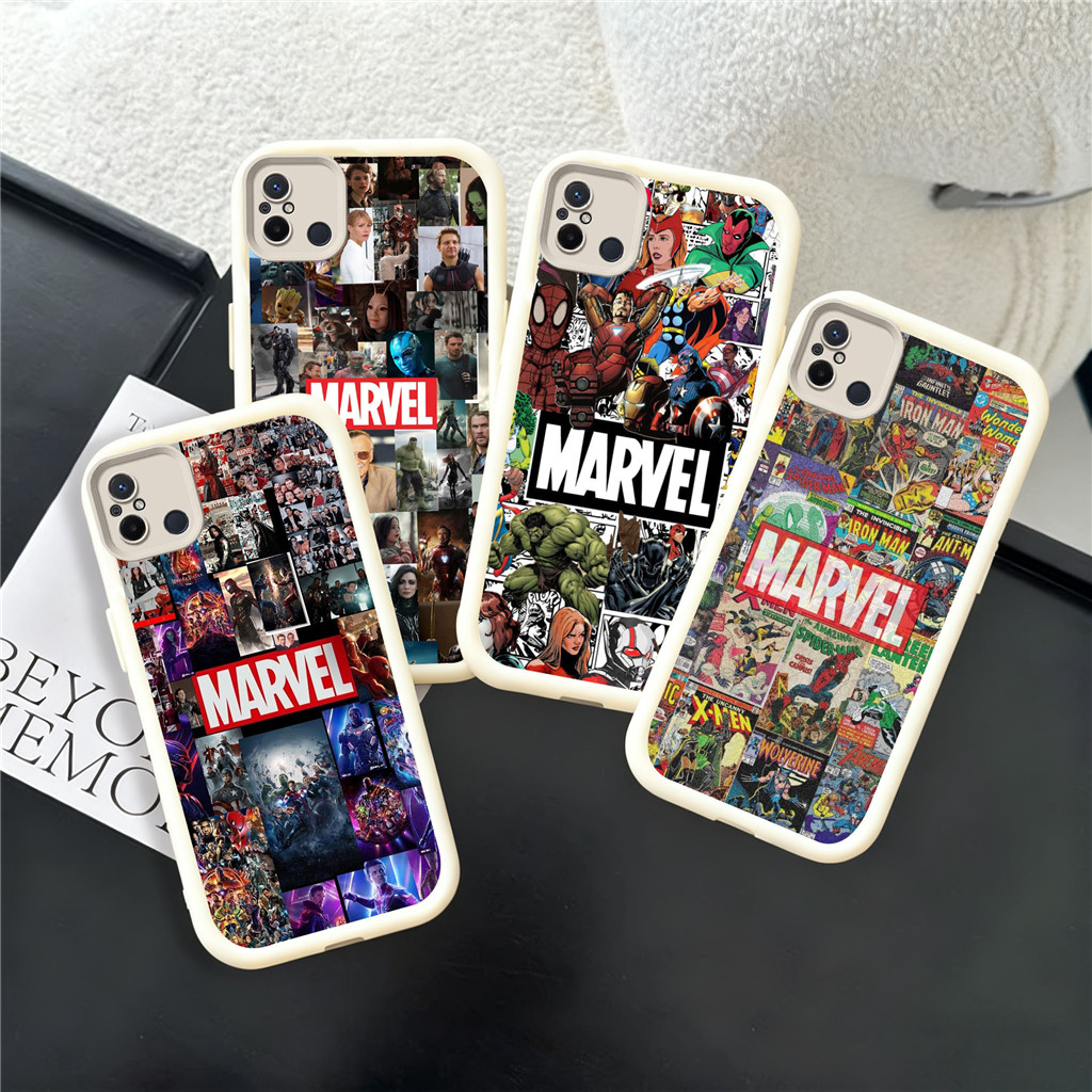 KI64 Marvel Hp Plating Casing untuk Xiaomi Redmi Note POCO A1 13C F5 13T 12 M3 A2 Turbo K60 9T 6A 7 