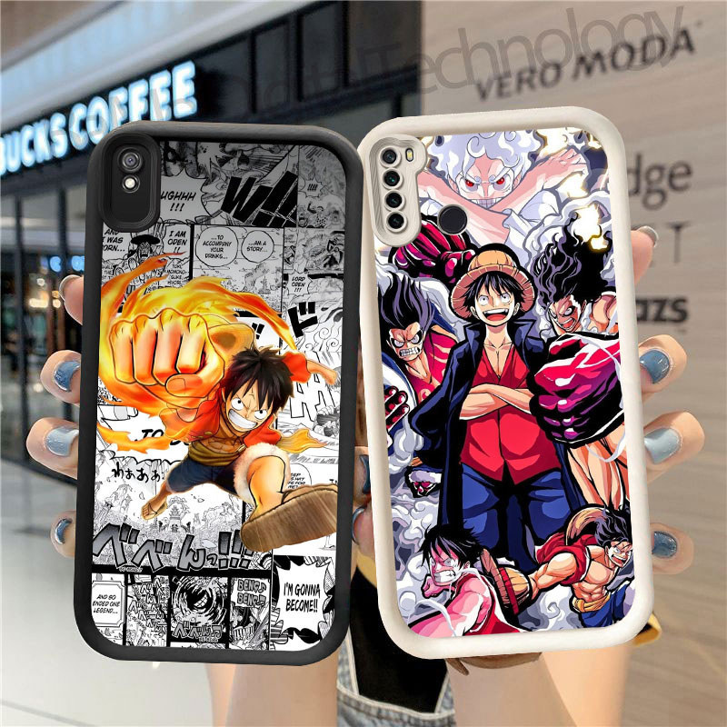 GK-44 Luffy One Piece Silikon hitam putih Casing untuk Redmi Note 6A 7 9A 9T Pro