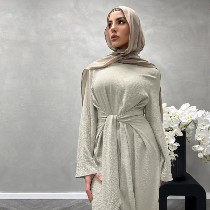 Cardigans Gaun Cantik 2025 Gaun Muslim Wanita Modest Lintas Batas Dubai Abaya Warna Solid Pakaian Sh